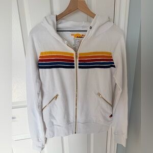 Aviator Nation five stripe hoodie in white -S